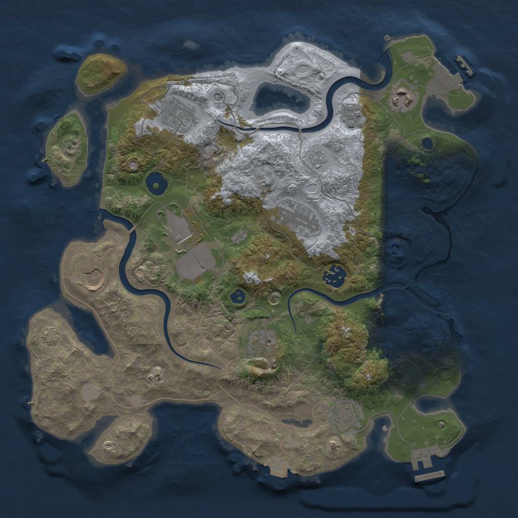Rust Map: Procedural Map, Size: 3500, Seed: 818590628, 15 Monuments
