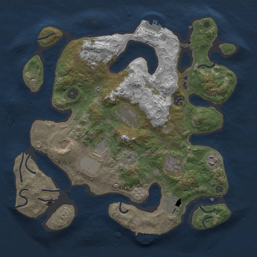 Rust Map: Procedural Map, Size: 3500, Seed: 818590628, 17 Monuments