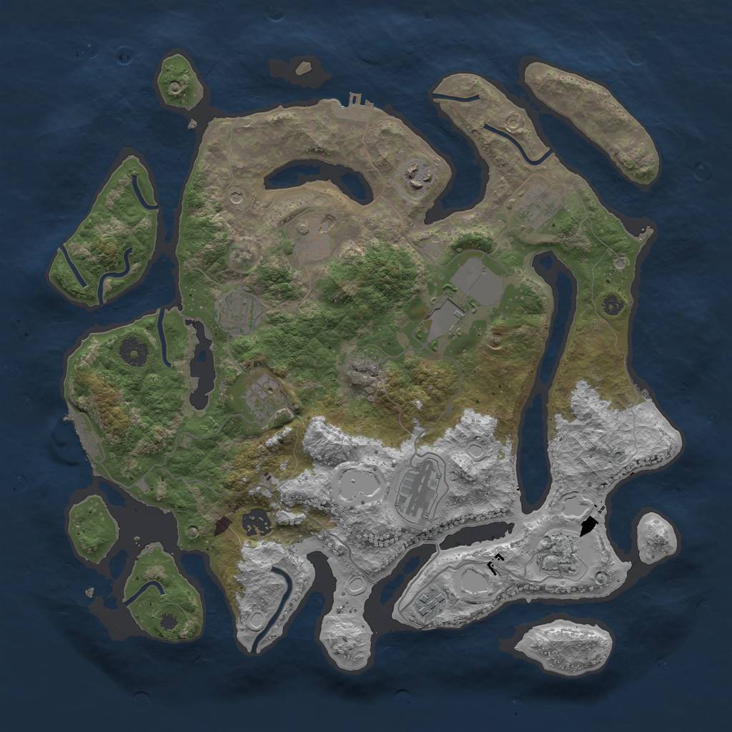 Rust Map: Procedural Map, Size: 3800, Seed: 29904, 18 Monuments