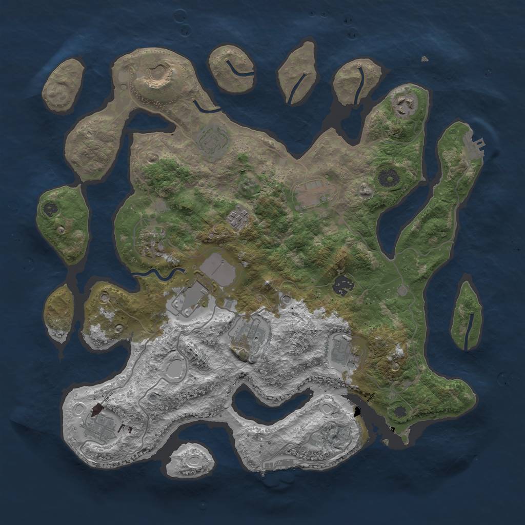 Rust Map: Procedural Map, Size: 3950, Seed: 1764796976, 19 Monuments