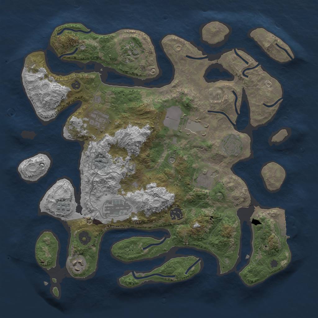 Rust Map: Procedural Map, Size: 3700, Seed: 31377630, 16 Monuments