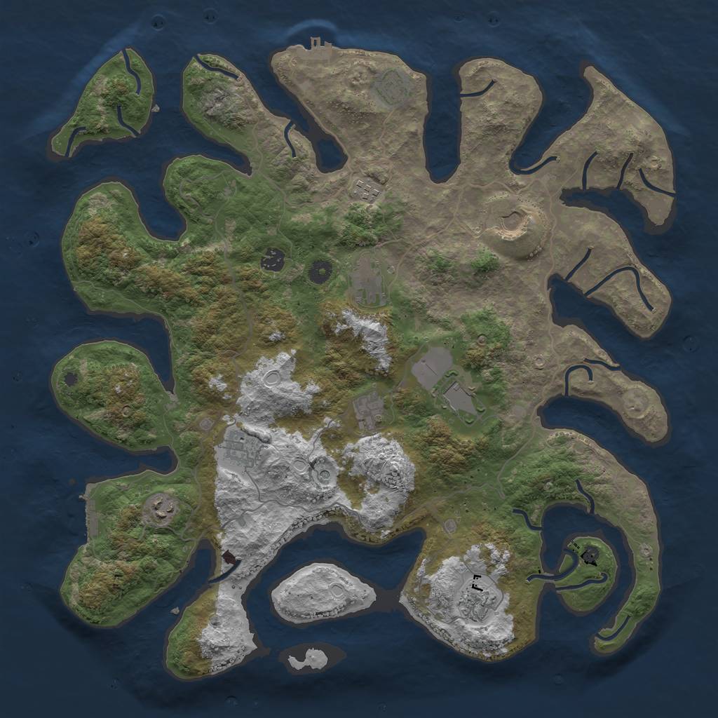 Rust Map: Procedural Map, Size: 4500, Seed: 309202199, 18 Monuments