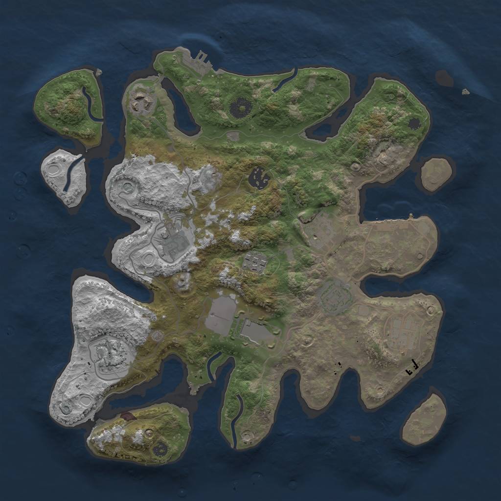 Rust Map: Procedural Map, Size: 3500, Seed: 144097684, 17 Monuments