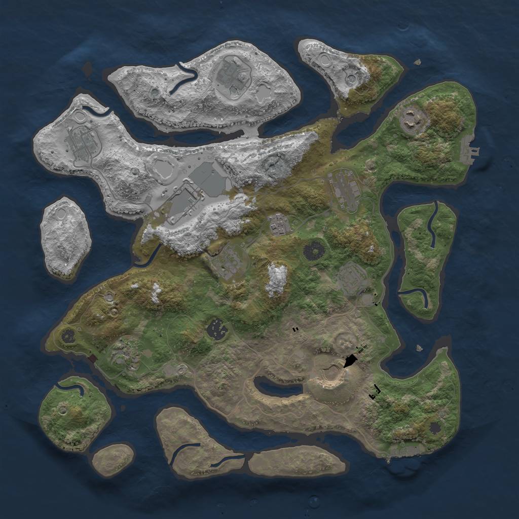 Rust Map: Procedural Map, Size: 3850, Seed: 1233332763, 19 Monuments