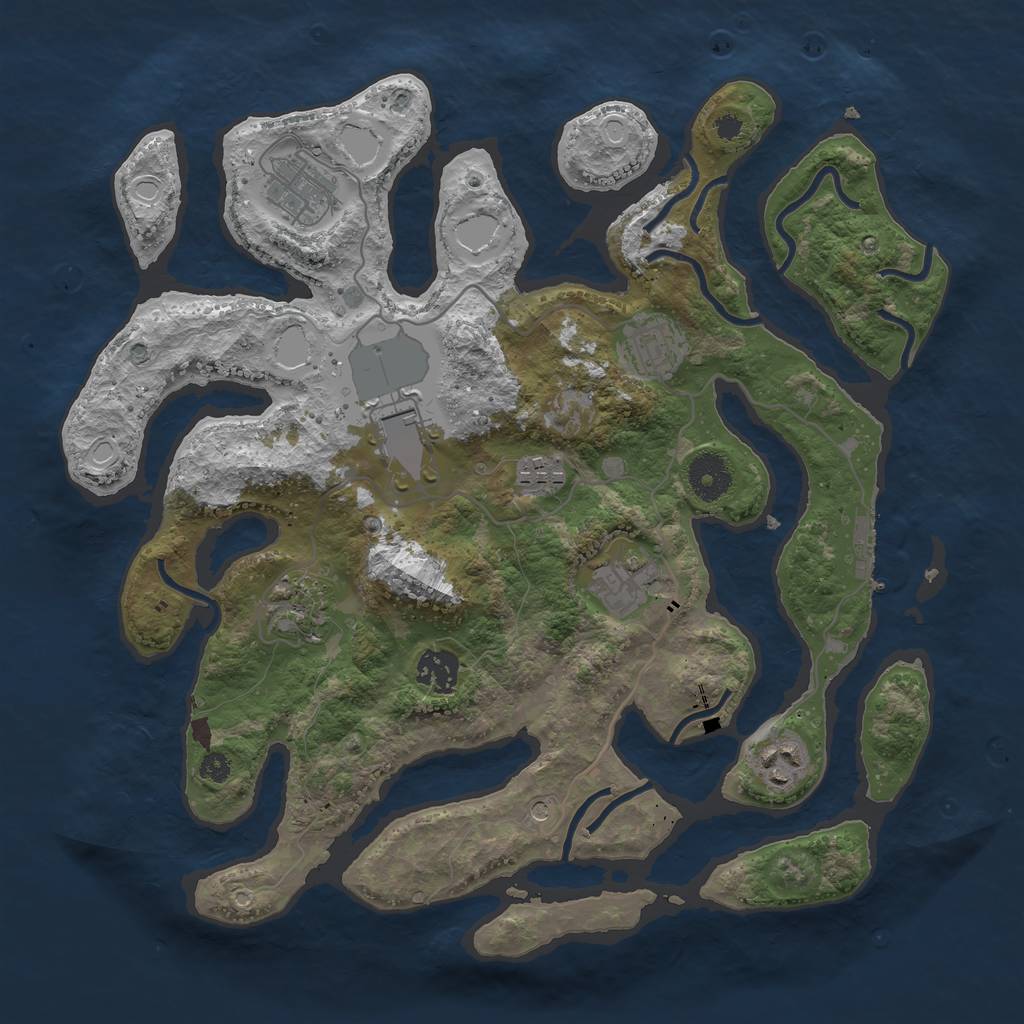 Rust Map: Procedural Map, Size: 3500, Seed: 10000609, 15 Monuments