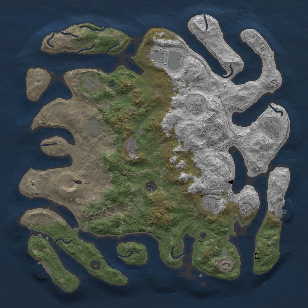 Rust Map: Procedural Map, Size: 4500, Seed: 833364738, 19 Monuments