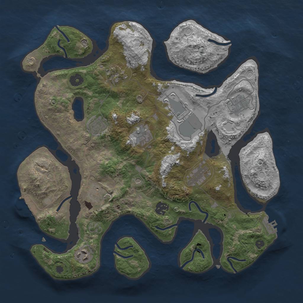 Rust Map: Procedural Map, Size: 3500, Seed: 1389216433, 17 Monuments