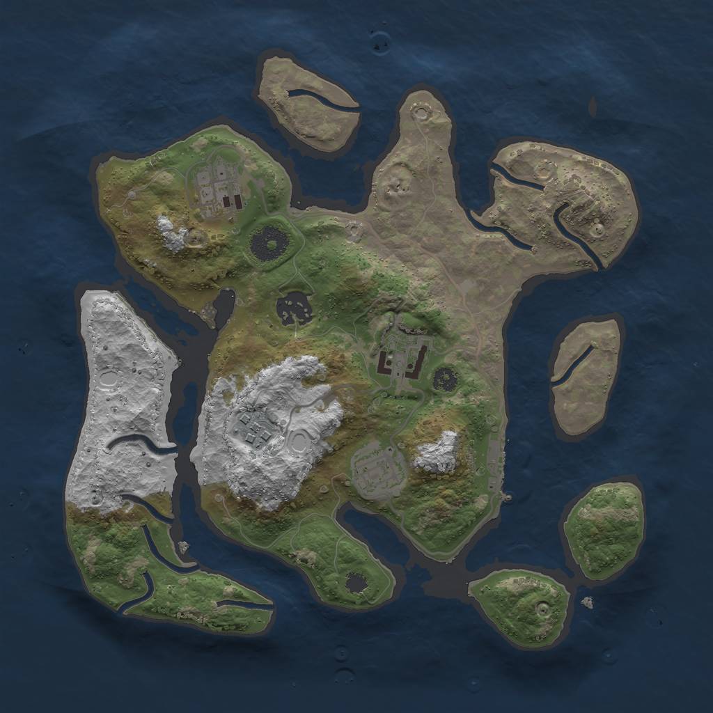 Rust Map: Procedural Map, Size: 3000, Seed: 1924, 11 Monuments