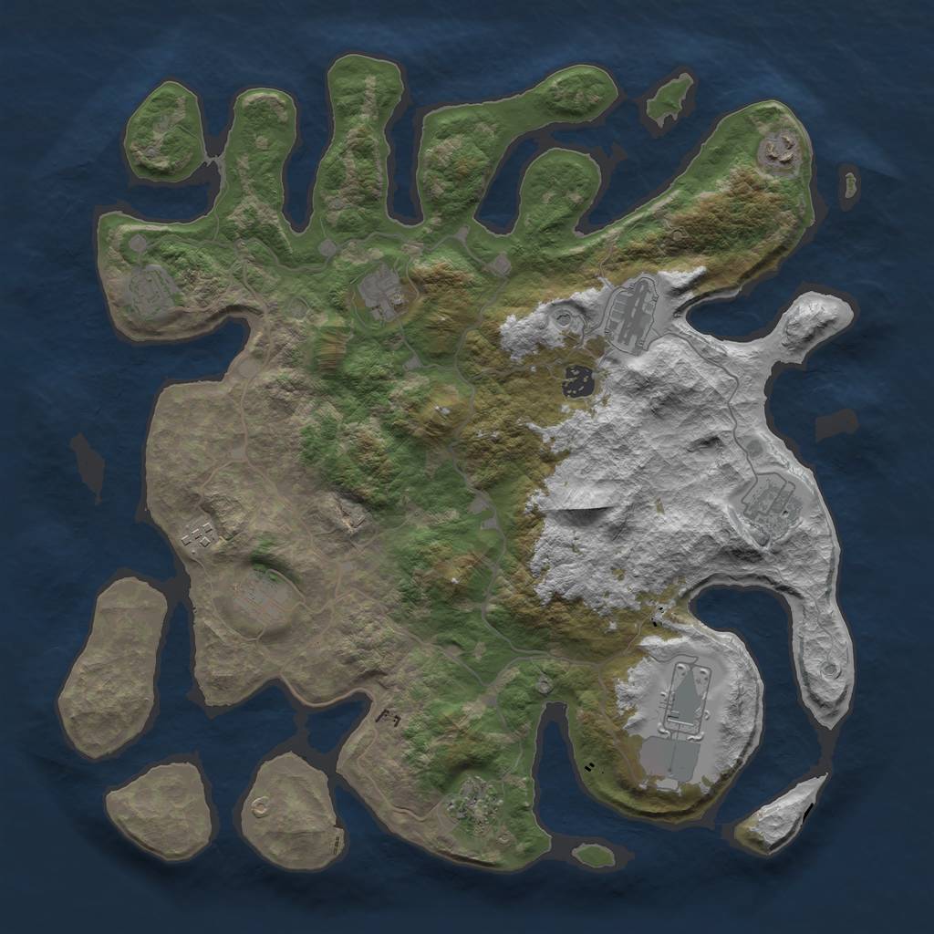 Rust Map: Barren, Size: 4193, Seed: 14060, 13 Monuments