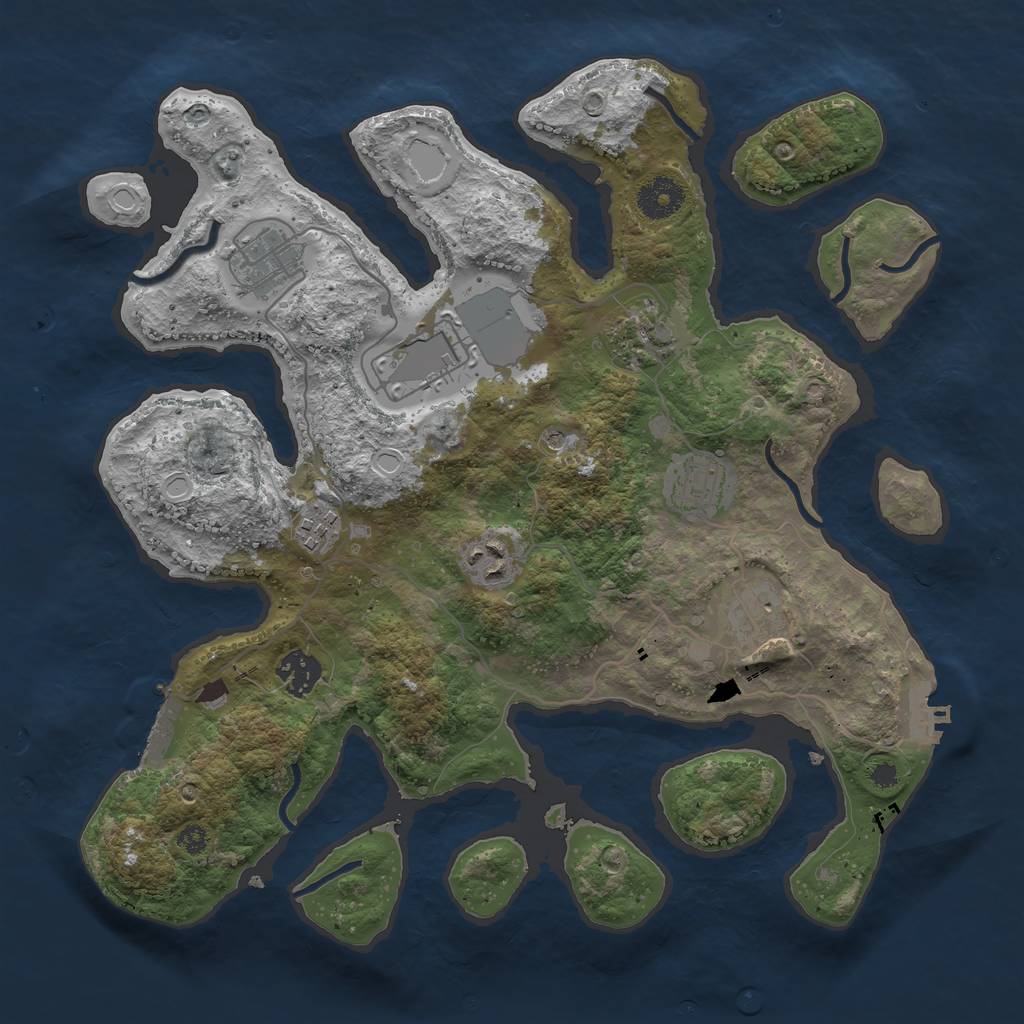 Rust Map: Procedural Map, Size: 3500, Seed: 976745675, 16 Monuments