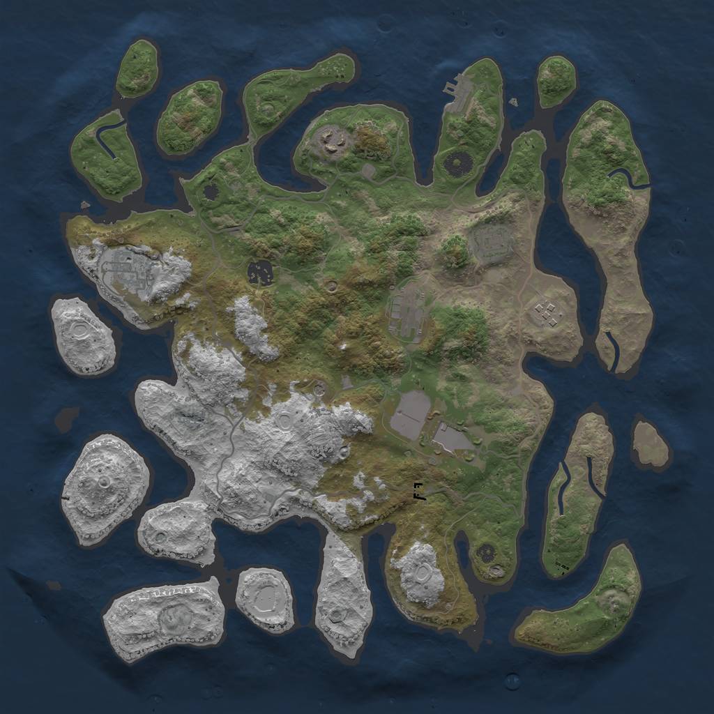 Rust Map: Procedural Map, Size: 4000, Seed: 376234, 14 Monuments