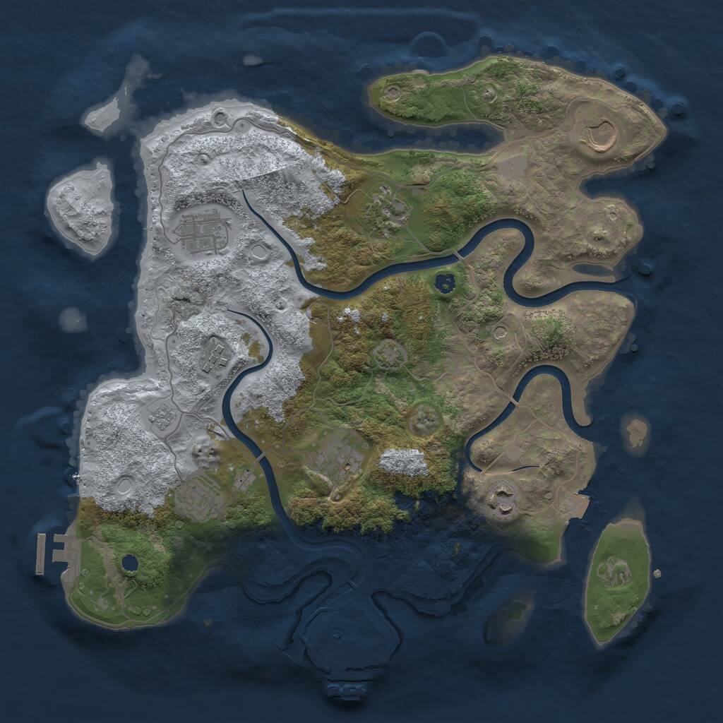 Rust Map: Procedural Map, Size: 3500, Seed: 80063601, 13 Monuments