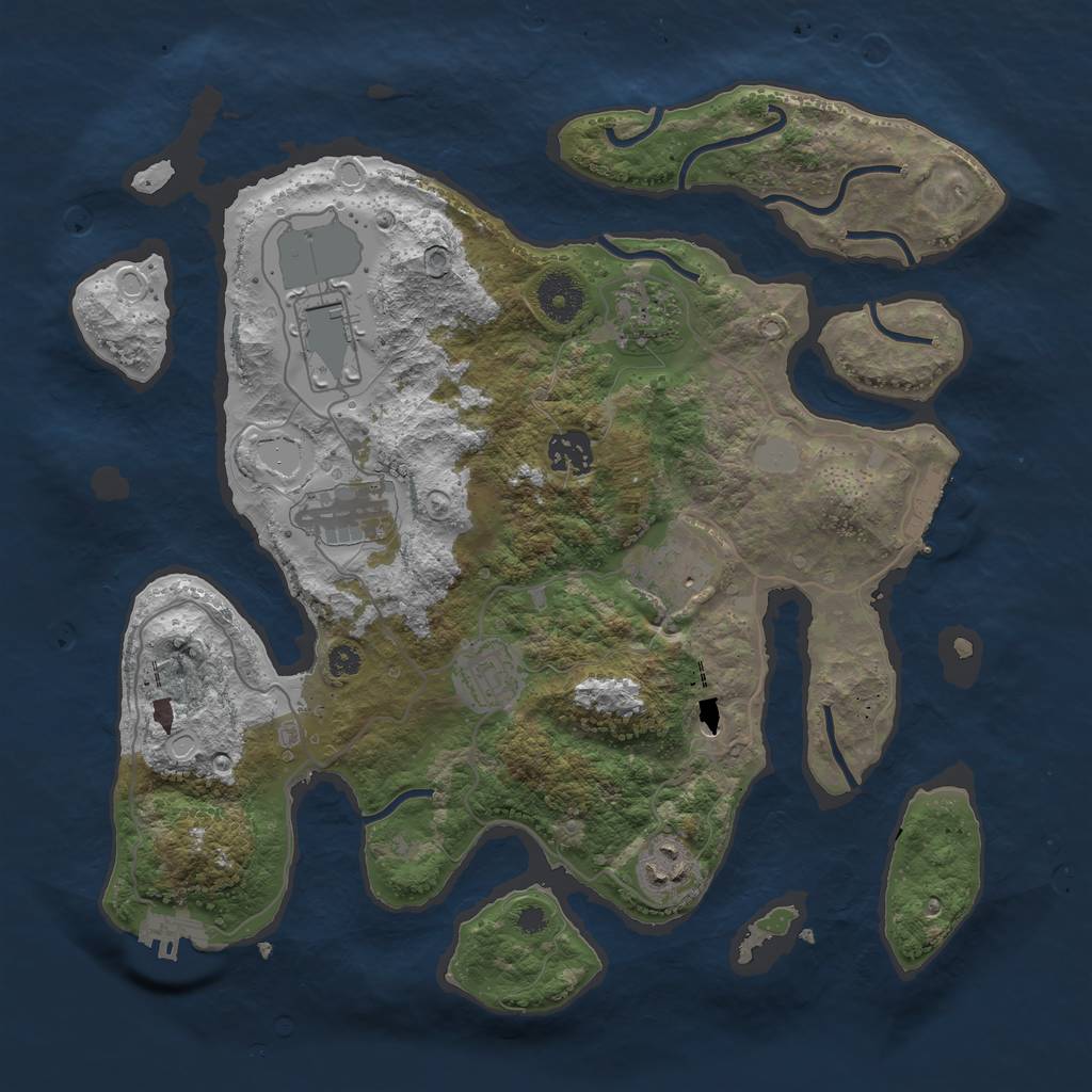 Rust Map: Procedural Map, Size: 3500, Seed: 80063601, 15 Monuments