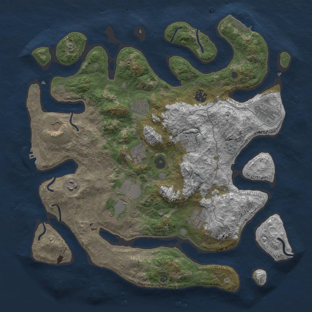 Rust Map: Procedural Map, Size: 4000, Seed: 1801058510, 18 Monuments