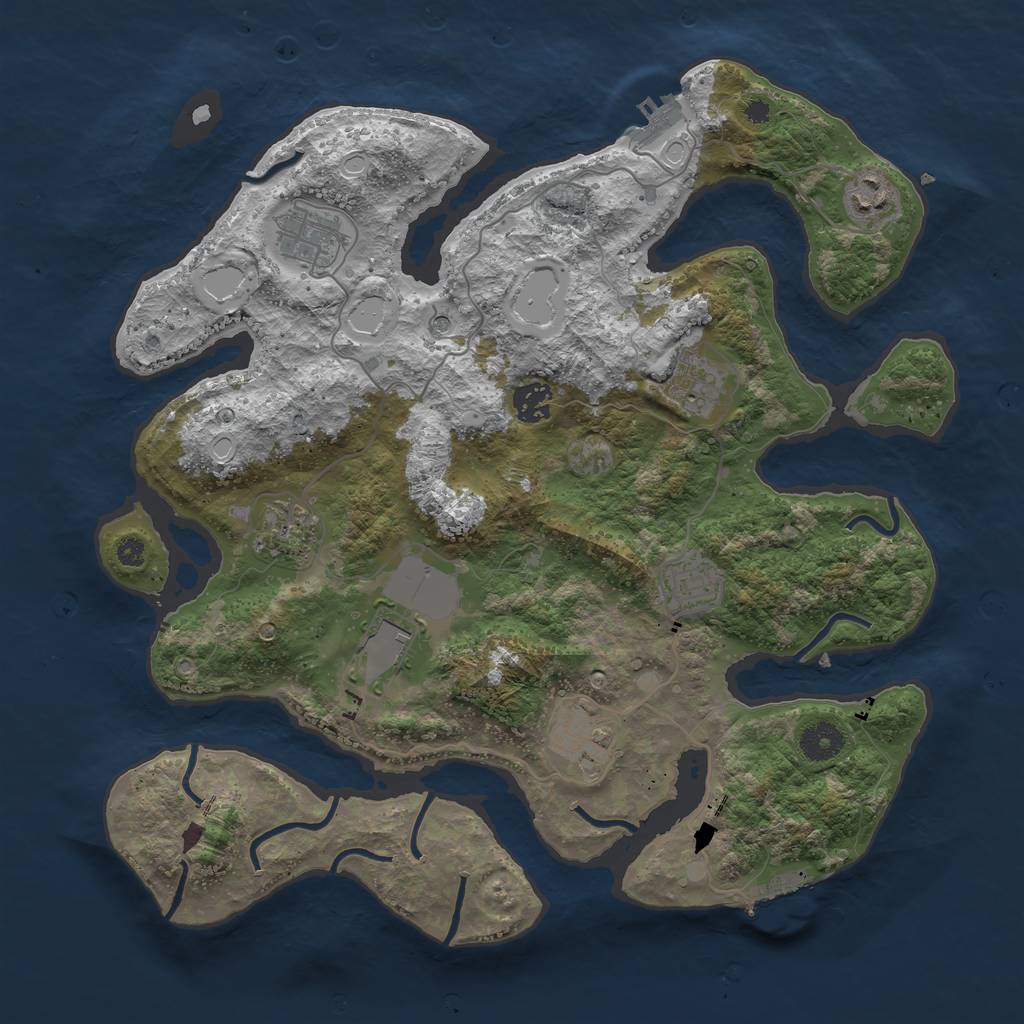 Rust Map: Procedural Map, Size: 3750, Seed: 1847043805, 16 Monuments