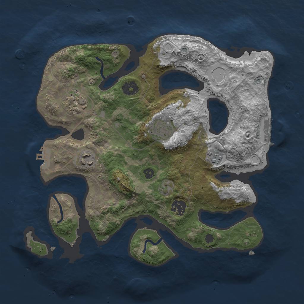 Rust Map: Procedural Map, Size: 3000, Seed: 91180054, 12 Monuments