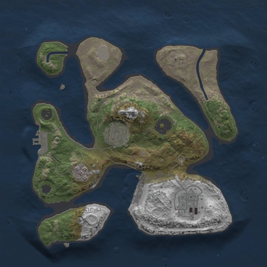 Rust Map: Procedural Map, Size: 2500, Seed: 290955, 10 Monuments