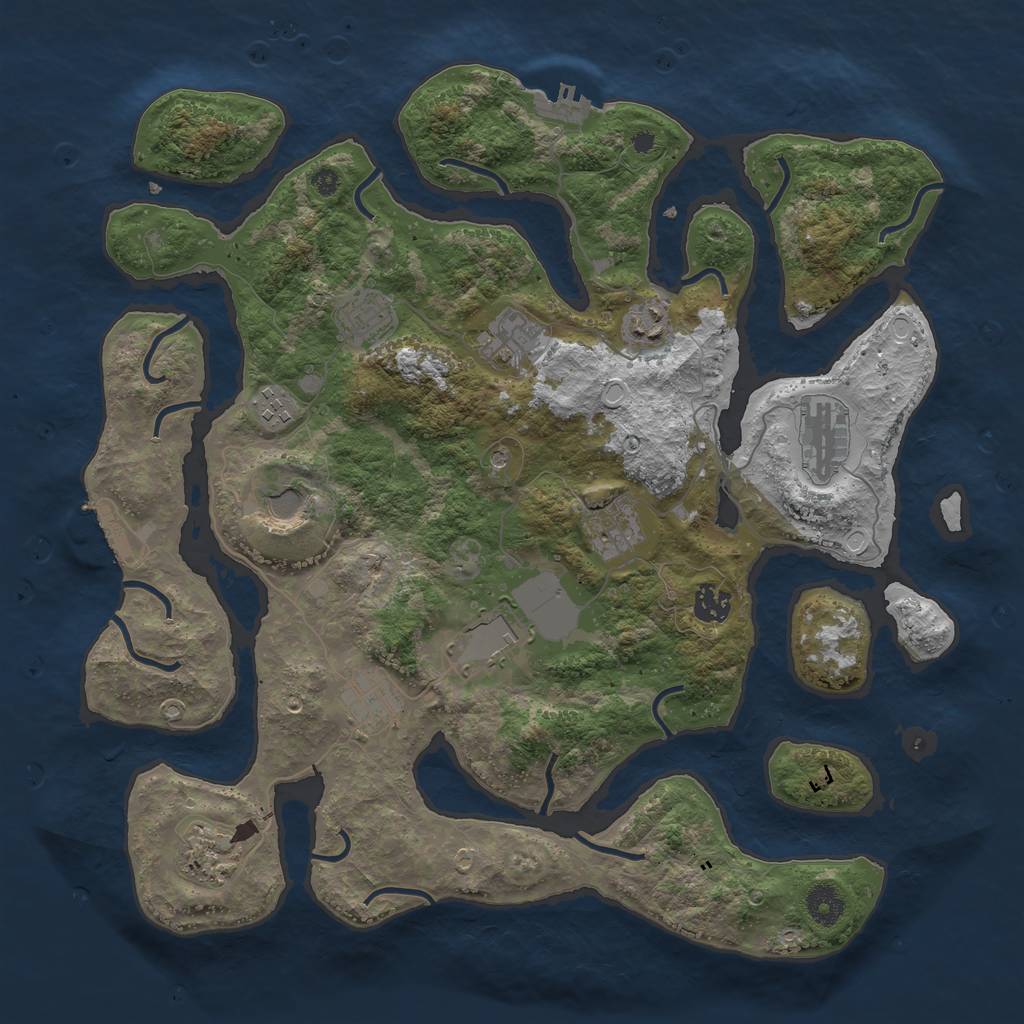 Rust Map: Procedural Map, Size: 3950, Seed: 2140837662, 19 Monuments