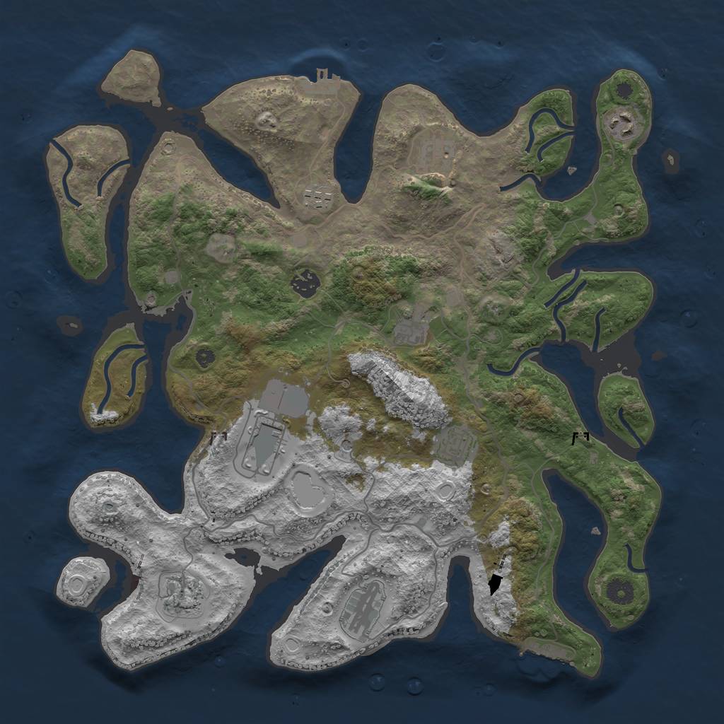 Rust Map: Procedural Map, Size: 4000, Seed: 1348270627, 17 Monuments