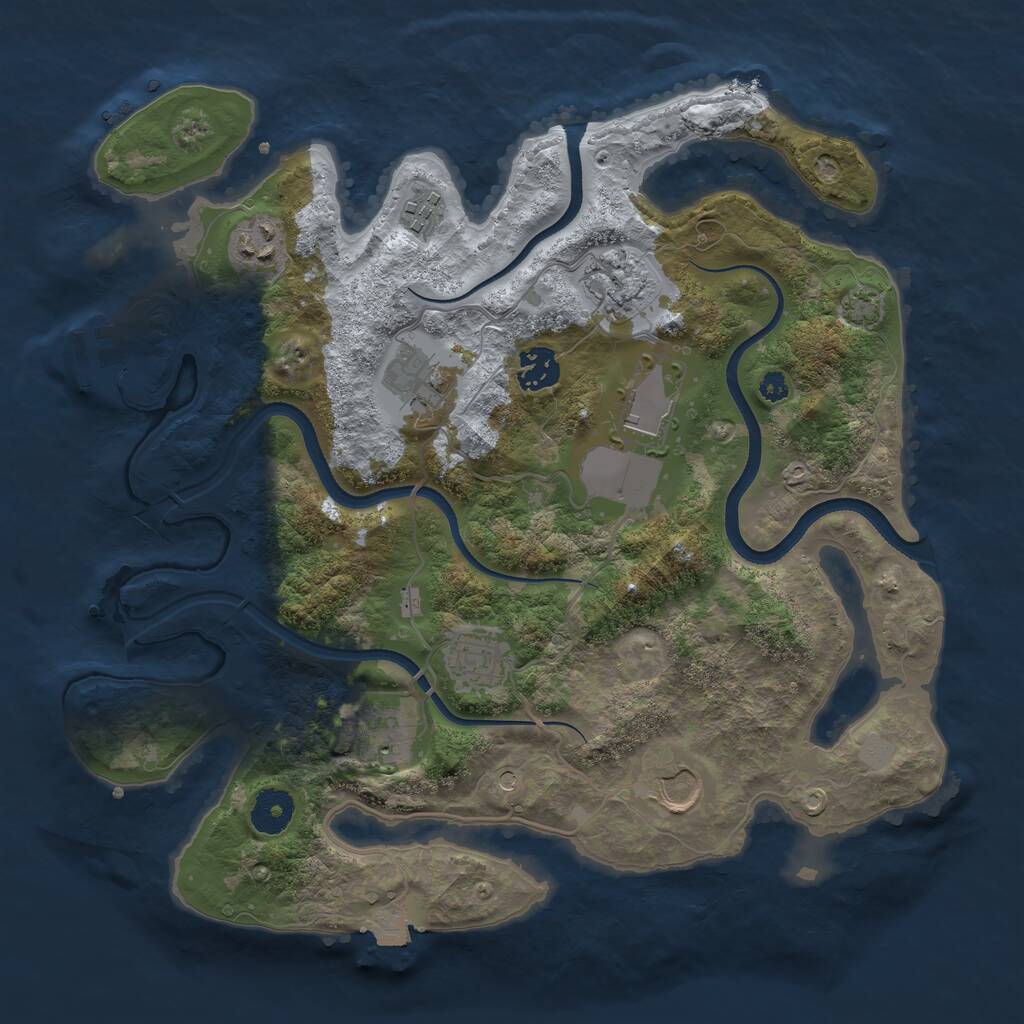 Rust Map: Procedural Map, Size: 3500, Seed: 1383761565, 13 Monuments