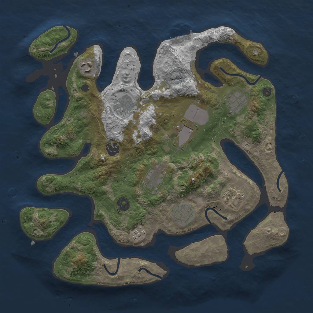 Rust Map: Procedural Map, Size: 3500, Seed: 1383761565, 15 Monuments