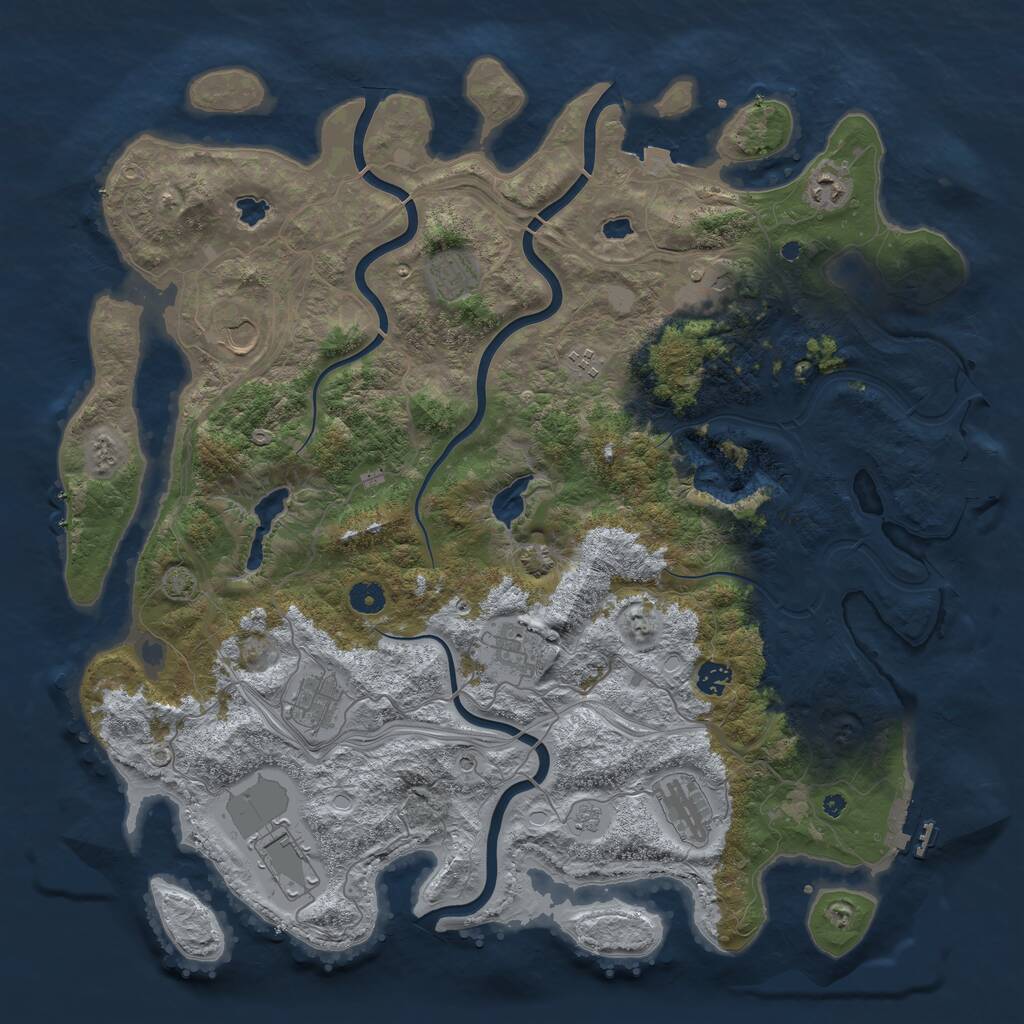 Rust Map: Procedural Map, Size: 4500, Seed: 2100, 16 Monuments