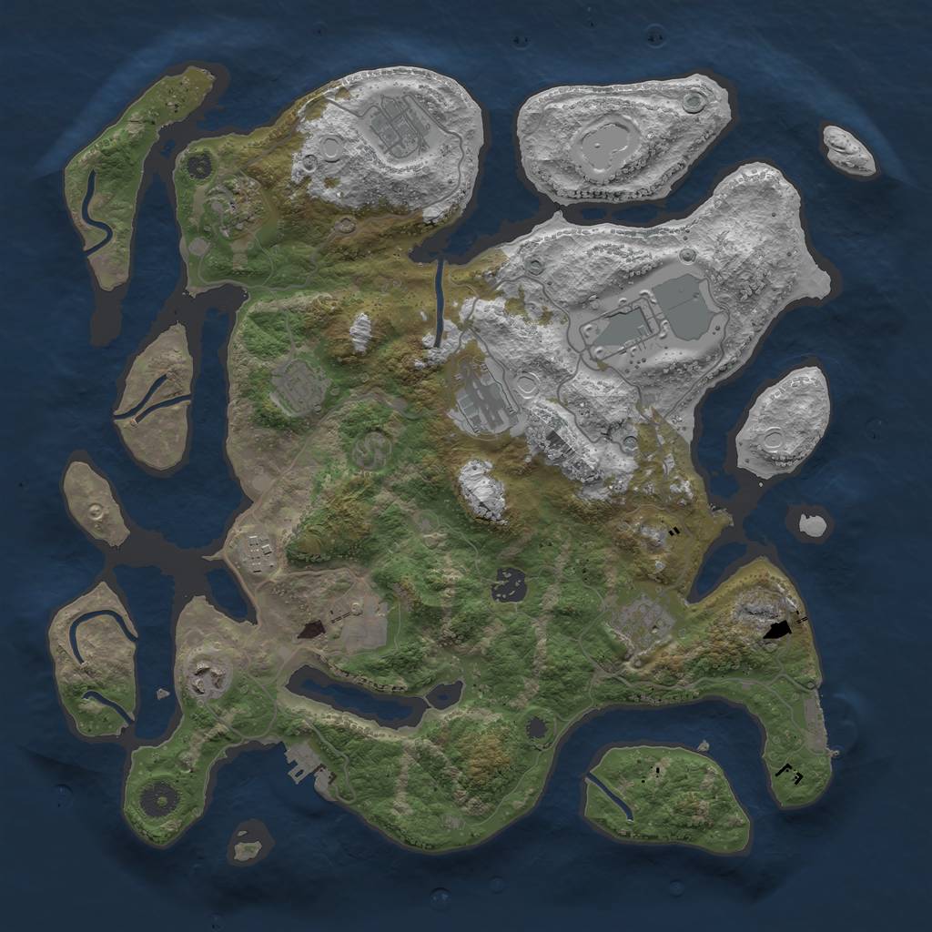 Rust Map: Procedural Map, Size: 3850, Seed: 988250706, 18 Monuments