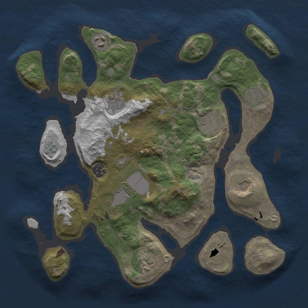 Rust Map: Barren, Size: 3500, Seed: 1499425786, 12 Monuments