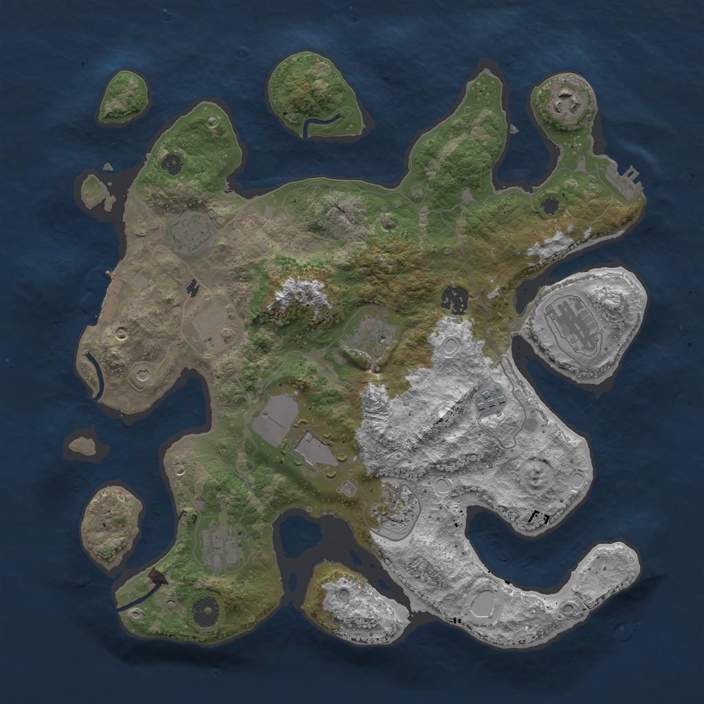 Rust Map: Procedural Map, Size: 3700, Seed: 99453789, 18 Monuments