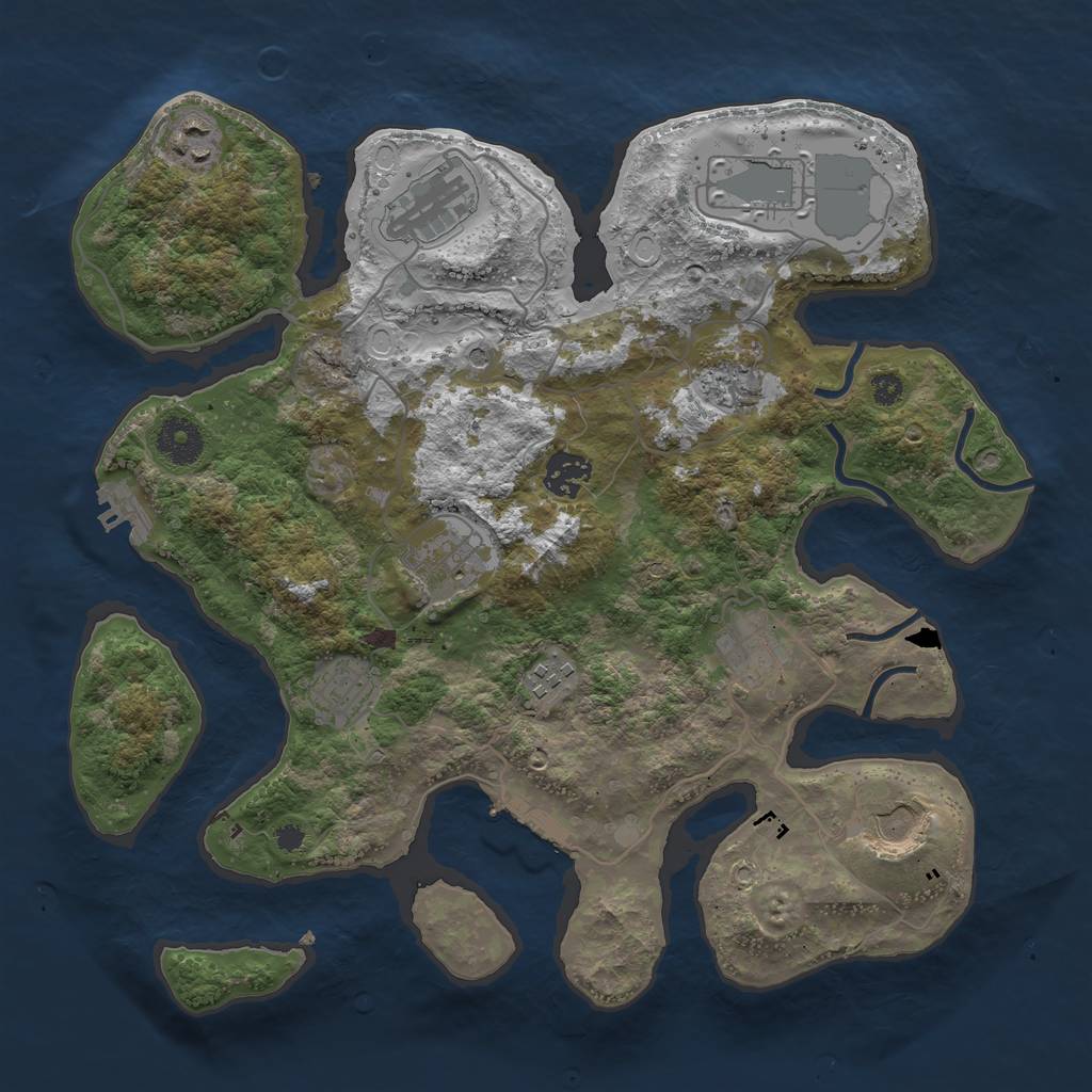 Rust Map: Procedural Map, Size: 3500, Seed: 1596954357, 18 Monuments