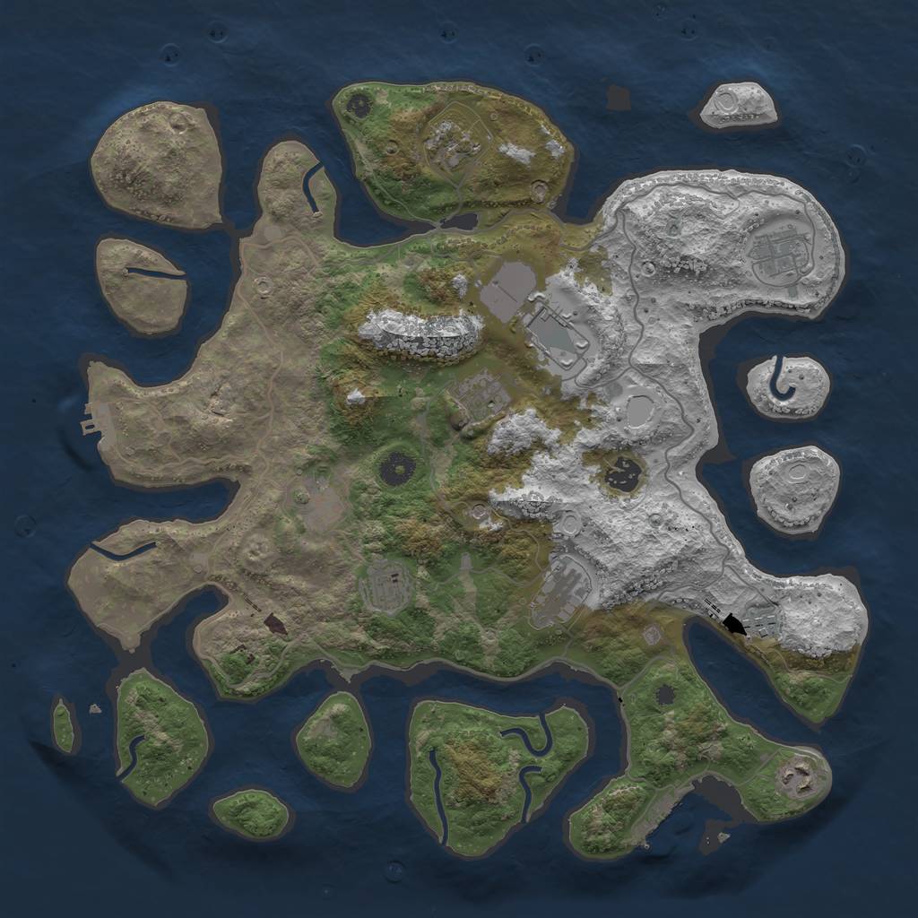 Rust Map: Procedural Map, Size: 4050, Seed: 349521235, 18 Monuments