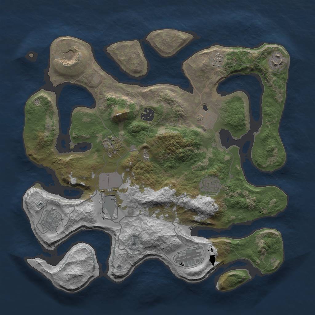 Rust Map: Barren, Size: 3500, Seed: 706221251, 13 Monuments