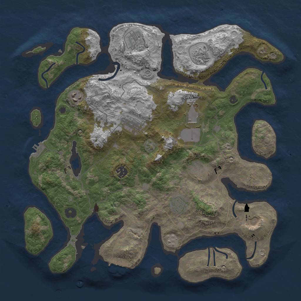 Rust Map: Procedural Map, Size: 4000, Seed: 80077007, 18 Monuments