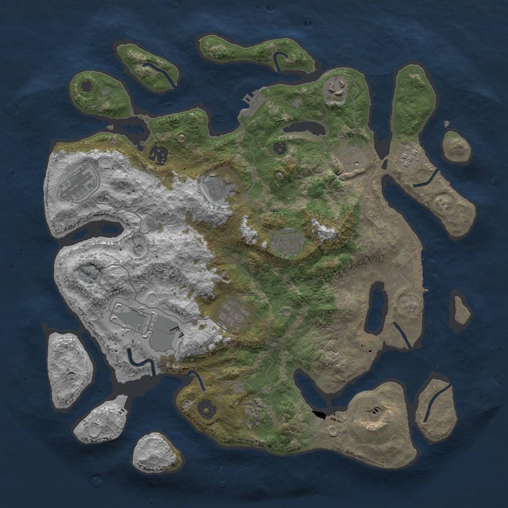 Rust Map: Procedural Map, Size: 3950, Seed: 1631362559, 19 Monuments