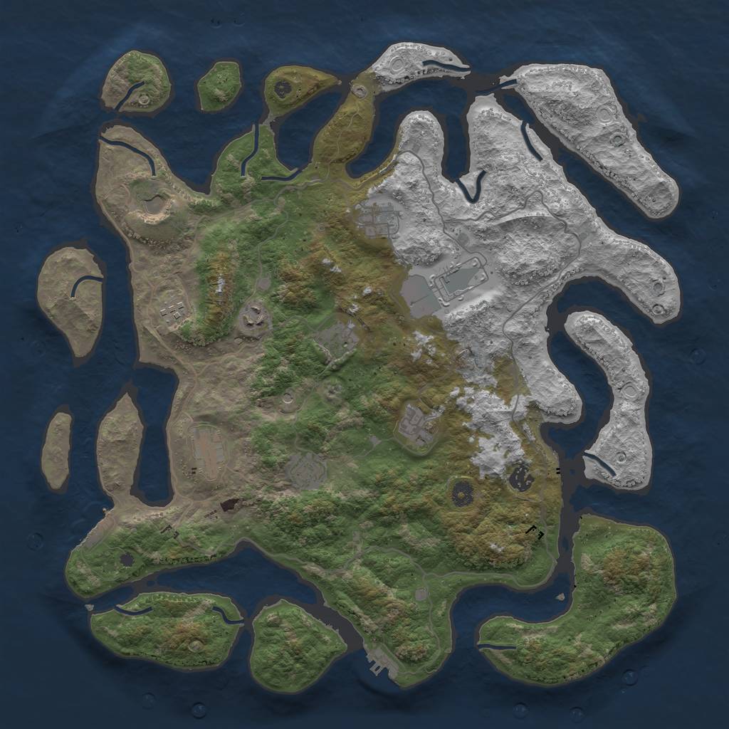 Rust Map: Procedural Map, Size: 4500, Seed: 2035, 18 Monuments