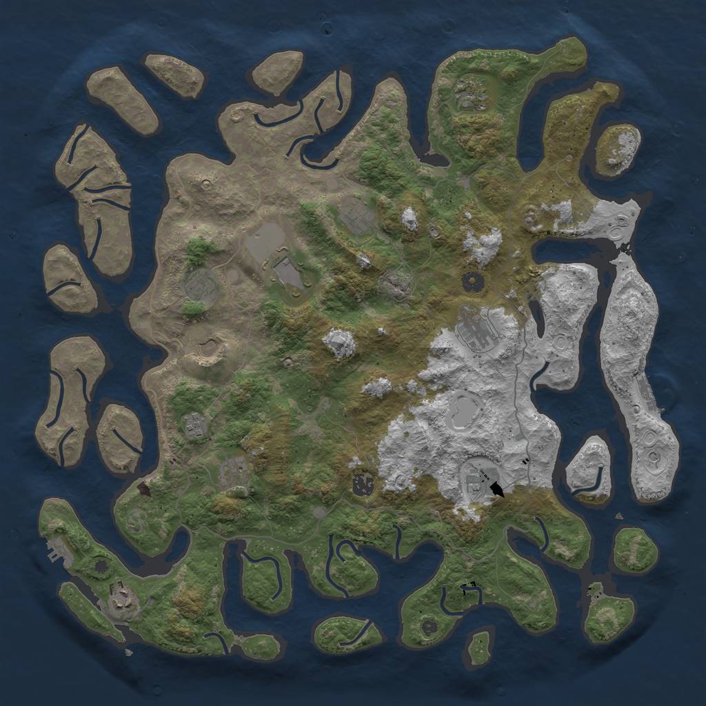 Rust Map: Procedural Map, Size: 4700, Seed: 1283378891, 19 Monuments