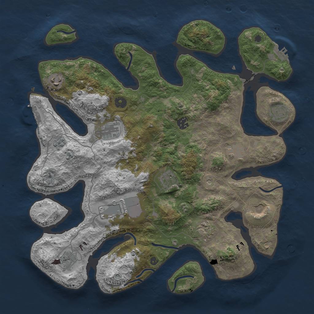 Rust Map: Procedural Map, Size: 3950, Seed: 782269715, 19 Monuments