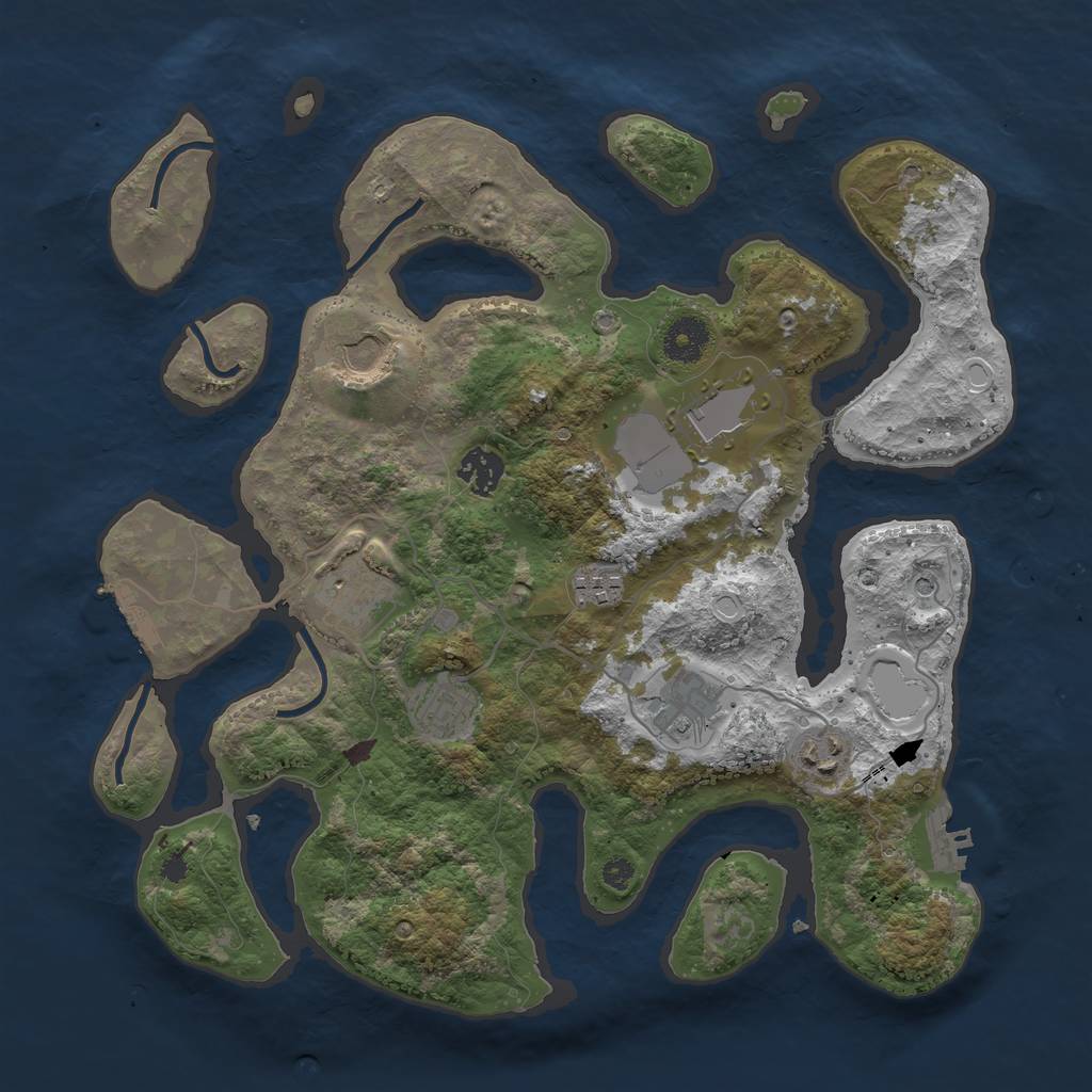 Rust Map: Procedural Map, Size: 3600, Seed: 550, 16 Monuments