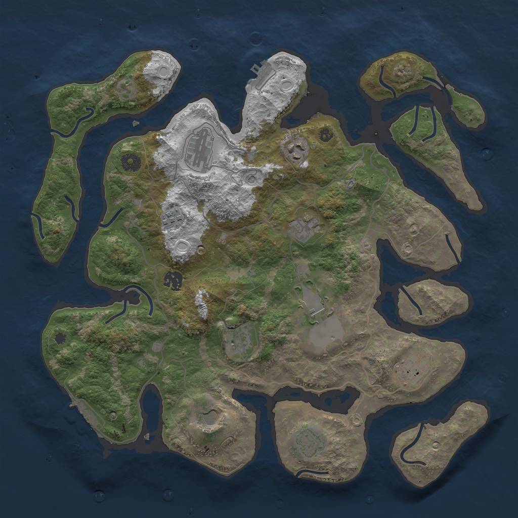 Rust Map: Procedural Map, Size: 4000, Seed: 2141421742, 18 Monuments