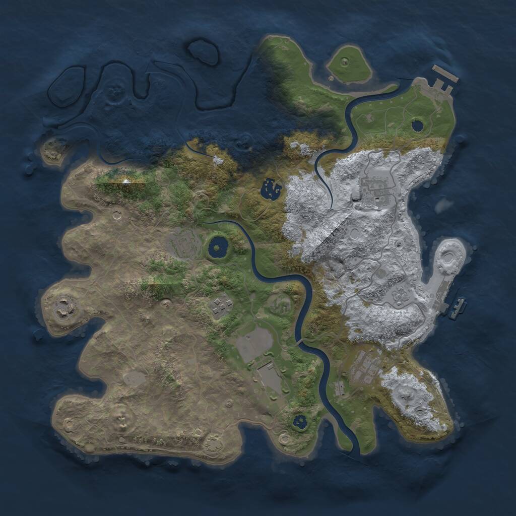 Rust Map: Procedural Map, Size: 3700, Seed: 500052, 13 Monuments