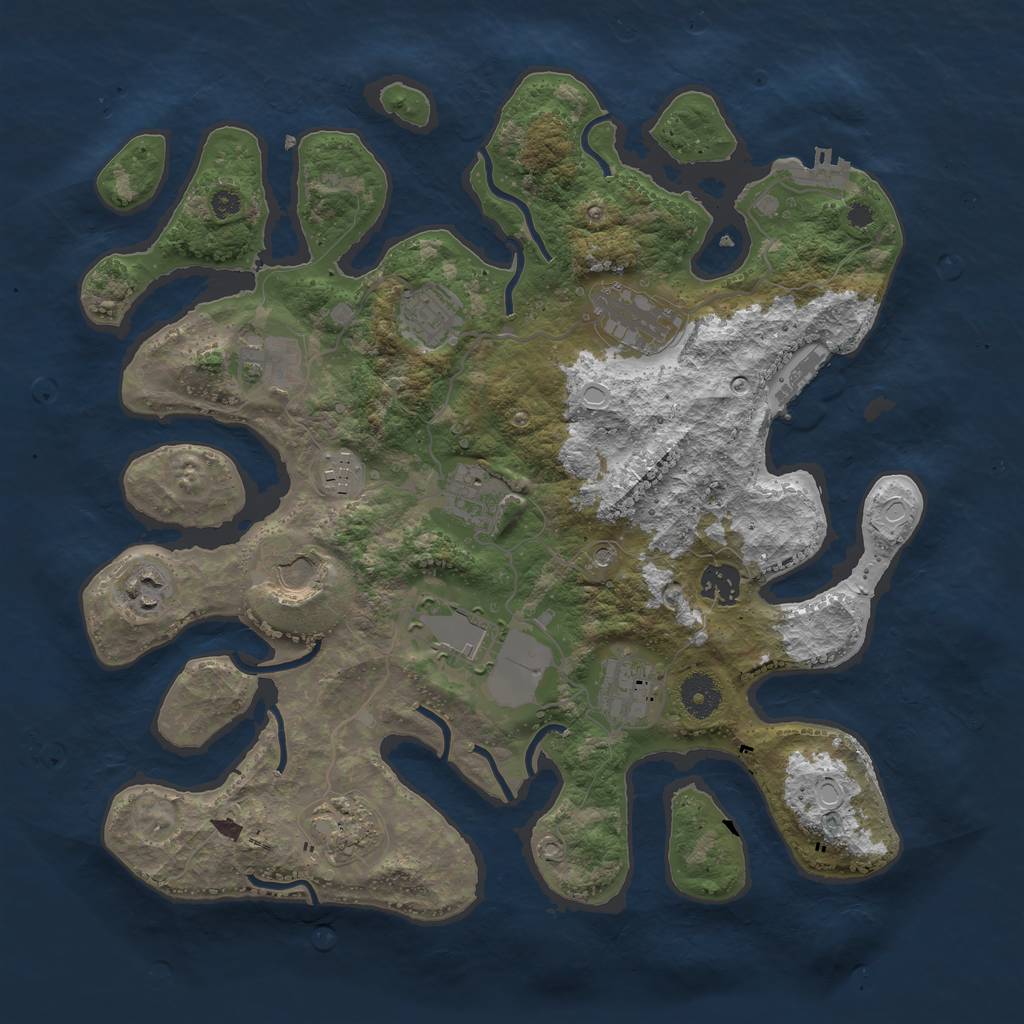 Rust Map: Procedural Map, Size: 3700, Seed: 500052, 19 Monuments