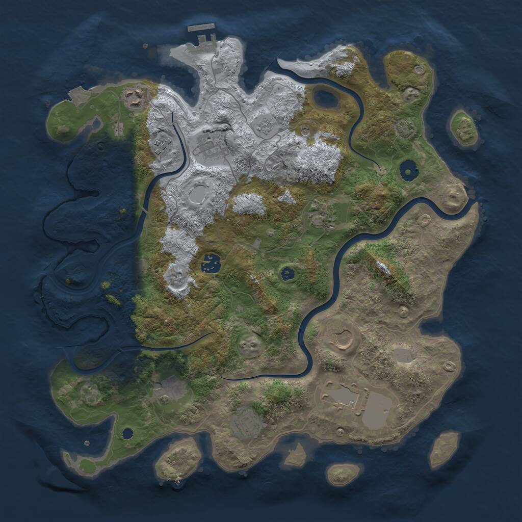 Rust Map: Procedural Map, Size: 3900, Seed: 19875, 14 Monuments
