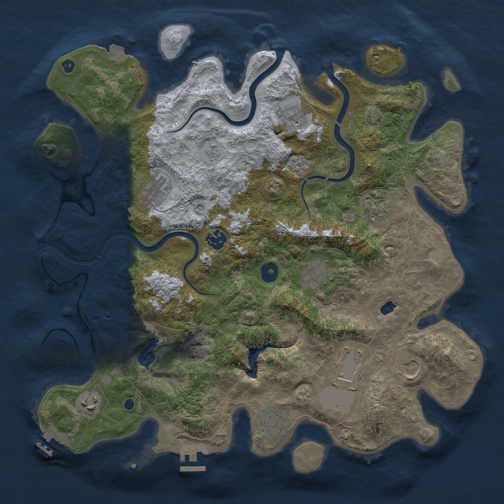 Rust Map: Procedural Map, Size: 4000, Seed: 4324444, 16 Monuments