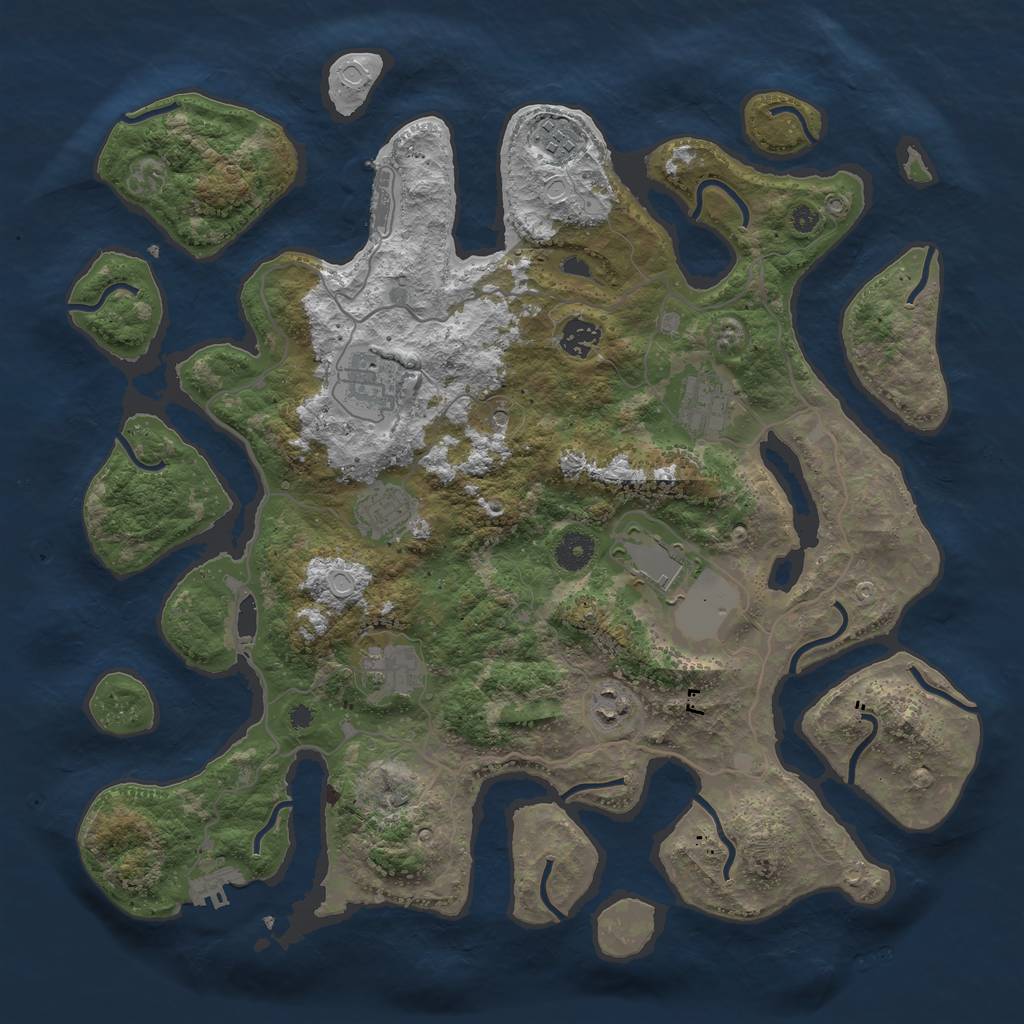 Rust Map: Procedural Map, Size: 4000, Seed: 4324444, 16 Monuments