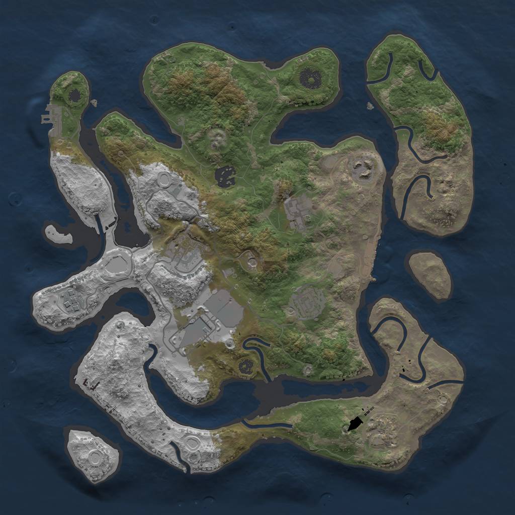 Rust Map: Procedural Map, Size: 3500, Seed: 514110, 16 Monuments