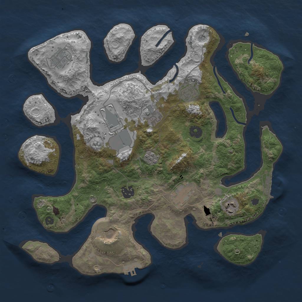 Rust Map: Procedural Map, Size: 3500, Seed: 793210, 17 Monuments