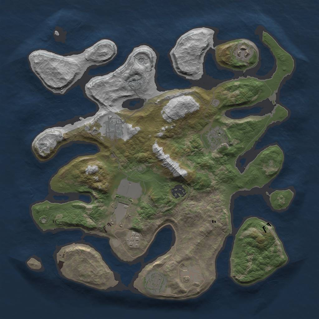 Rust Map: Barren, Size: 3500, Seed: 103856, 11 Monuments