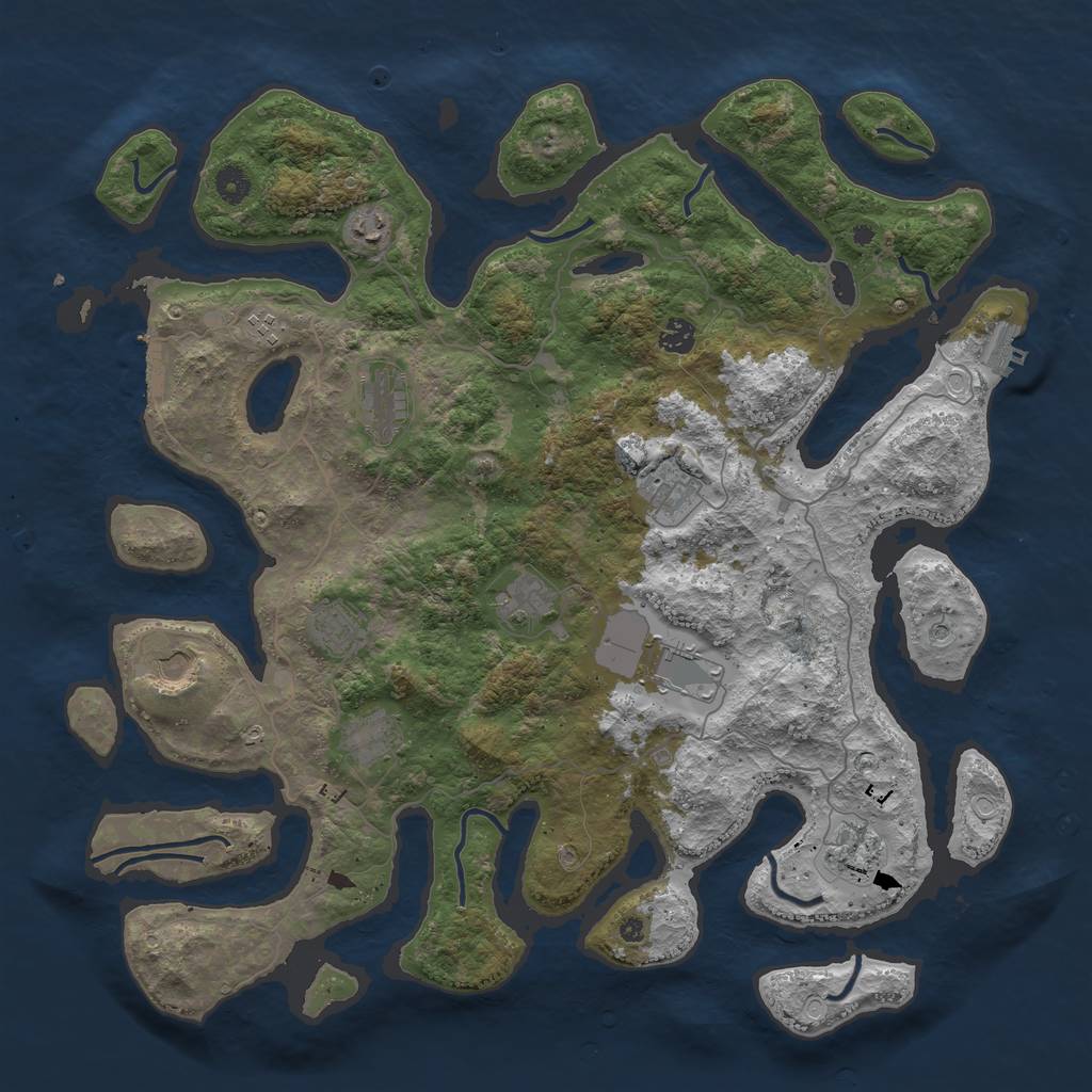 Rust Map: Procedural Map, Size: 4500, Seed: 945385585, 19 Monuments