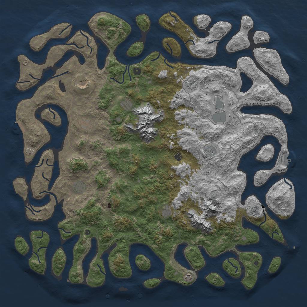 Rust Map: Procedural Map, Size: 6000, Seed: 587408190, 19 Monuments