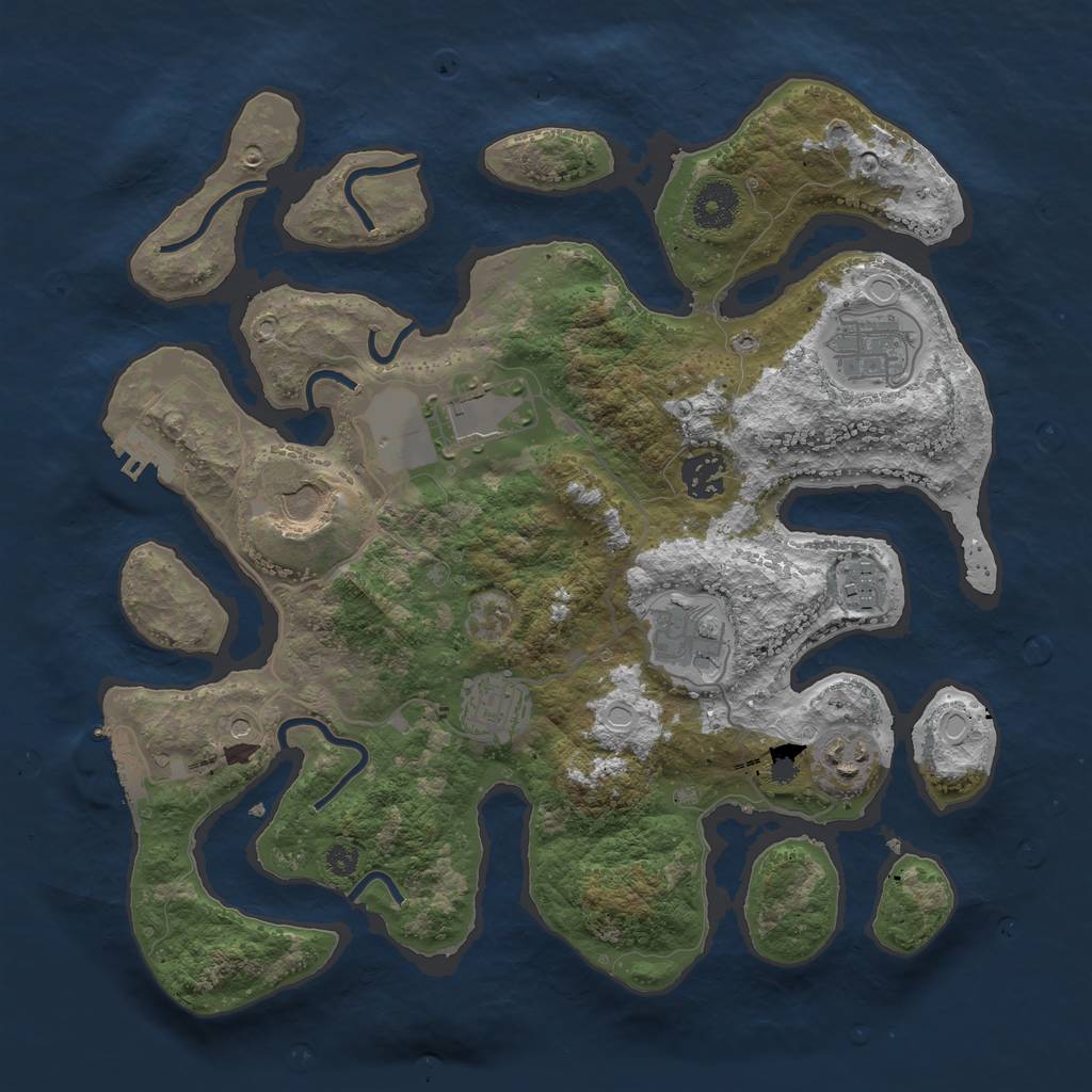 Rust Map: Procedural Map, Size: 3500, Seed: 2496, 16 Monuments